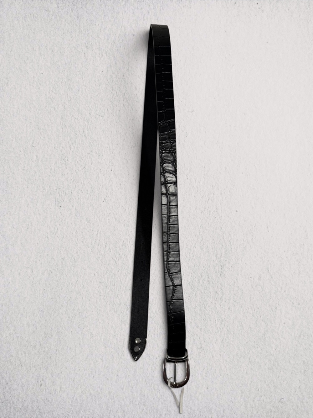 NWT Black Croc-Embossed Vegan Leather Belt